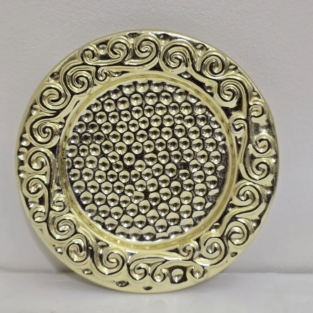 VINTAGE Gold Ceramic Ornate Scroll Classic Trinket Tray‎ 4.5